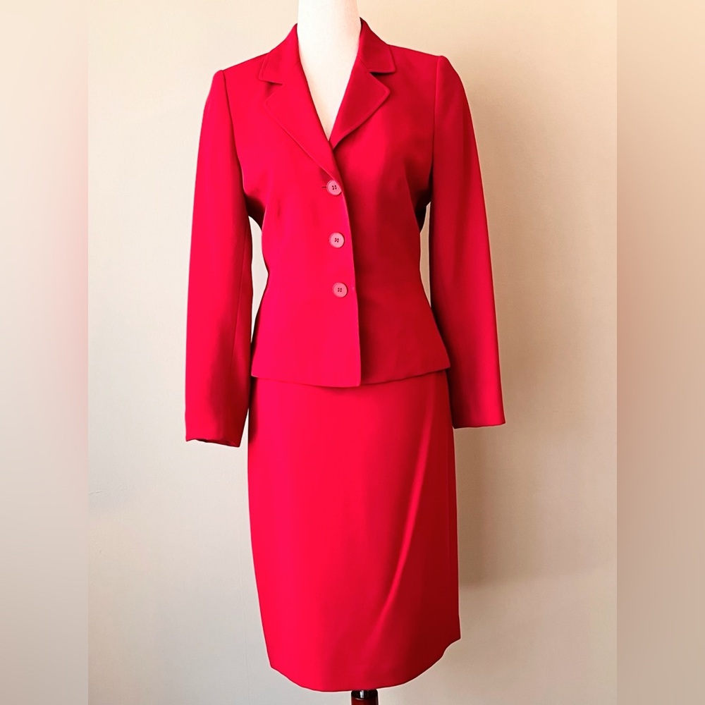 Anne Klein Fully Lined Red Skirt Set